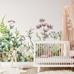 Flowers Wallpaper Field Wild Greenery Peel and Stick