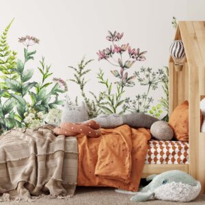 Flowers Wallpaper Field Wild Greenery Peel and Stick