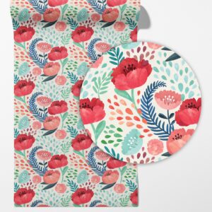 Red Floral Wallpaper – Peel and Stick Botanical Mural