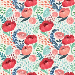 Red Floral Wallpaper – Peel and Stick Botanical Mural