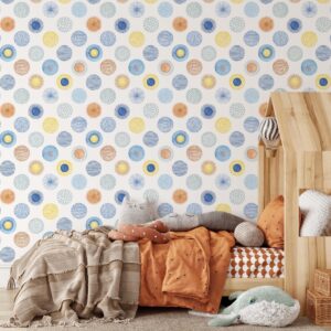 Circles Wallpaper Scandinavian Peel and Stick Watercolor