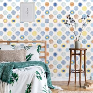 Circles Wallpaper Scandinavian Peel and Stick Watercolor