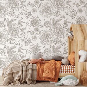 Peony Wallpaper Flowers Leaf Berry Graphic Greenery Peel