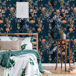 Dark Floral Wallpaper Scandinavian Peel and Stick Wild