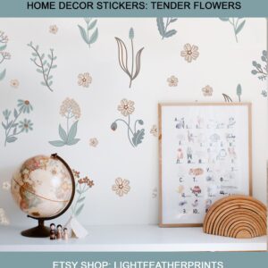 wildflowers nursery wall decals: boho floral room decor d003