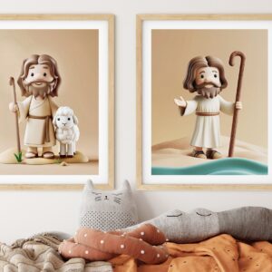 Jesus Walking on Water Print: Kids Bible Verse Nursery Art D007