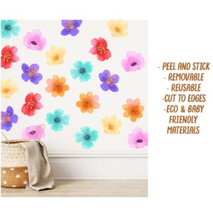 Watercolor Rainbow Flower Wall Decals