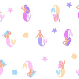 Mermaid Wall Decals: Pink & Violet Nursery Sea Life Decor