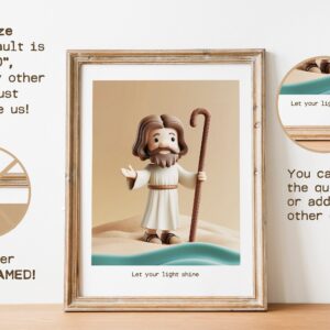 Jesus Walking on Water Nursery Poster: Bible Verse Wall Art D007