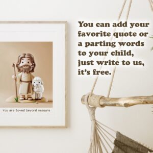 Jesus and Lost Sheep Nursery Poster: Bible Verse Wall Art