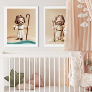 Jesus Walking on Water Print: Kids Bible Verse Nursery Art D007