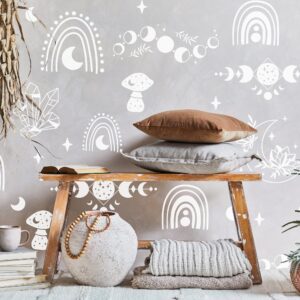 Mystical Wall Decals: Boho Rainbow, Moon, Stars Room Decor