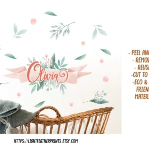 Personalized Watercolor Flower Wall Decals