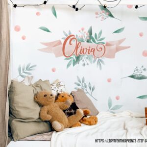 Personalized Watercolor Flower Wall Decals