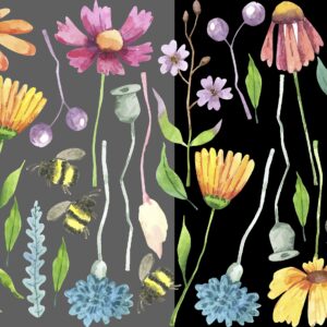 Watercolor Field Flowers Wall Decals Nursery Bee Floral