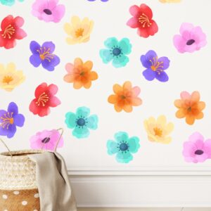 Watercolor Rainbow Flower Wall Decals