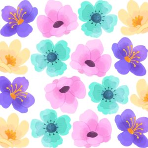 Watercolor Rainbow Flower Wall Decals