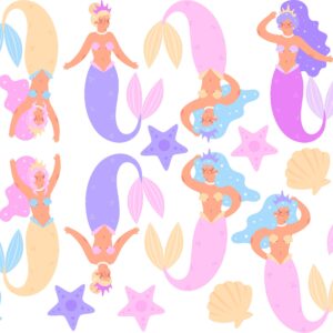 Mermaid Wall Decals: Pink & Violet Nursery Sea Life Decor