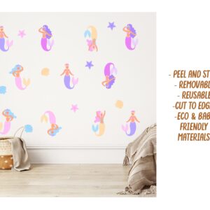 Mermaid Wall Decals: Pink & Violet Nursery Sea Life Decor