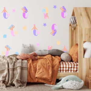 Mermaid Wall Decals: Pink & Violet Nursery Sea Life Decor