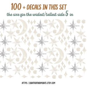 Star Wall Decals Moon Nursery Sparkles Stickers Boho