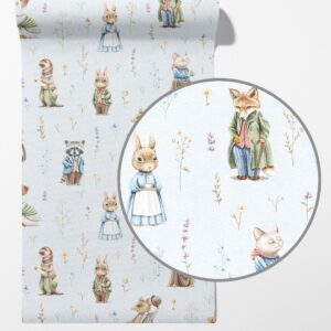 Animals Fairy tales Mural Flowers Wallpaper Watercolor