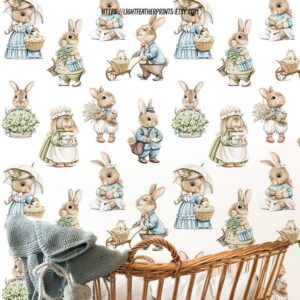 Bunny Fairytale Watercolor Nursery Mural