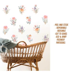Watercolor Flower Wall Decals: Reusable Nursery Room Decor