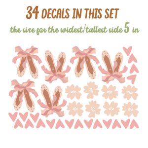 Ballerina Wall Decals: Pointe Shoes, Daisy Flowers, Reusable Nursery Decor D019