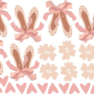 Ballerina Wall Decals: Pointe Shoes, Daisy Flowers, Reusable Nursery Decor D019