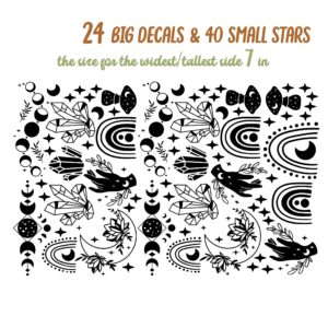 Mystical Wall Decals: Boho Rainbow, Moon, Stars Room Decor