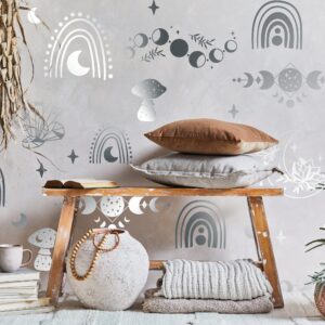 Mystical Wall Decals: Boho Rainbow, Moon, Stars Room Decor