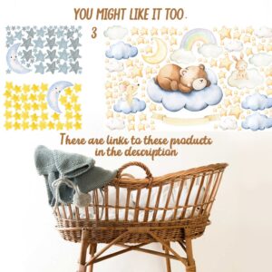 bear nursery wall decals: sleeping bear, moon, stars reusable crib decor d028