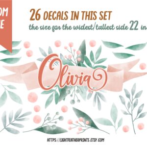 Personalized Watercolor Flower Wall Decals