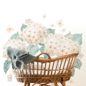 Watercolor Hydrangea Wall Decals: Boho Nursery Decor