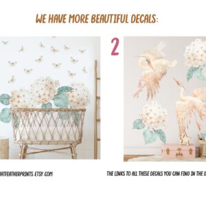 Watercolor Hydrangea Wall Decals: Boho Nursery Decor