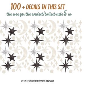 Star Moon Wall Decals Sparkles Stickers Boho Nursery