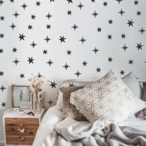 Star Wall Decals Black Watercolor Nursery Sparkles