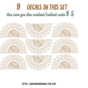 Sun Wall Decals Sun rays stars Stickers Boho Nursery