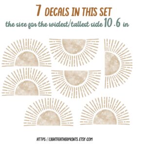 Sun Wall Decals Sun rays stars Stickers Boho Nursery