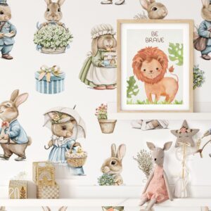 Bunny Fairy tales Mural Flowers Wallpaper Animals