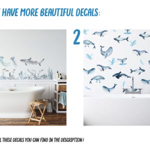 Whale and Boat Wall Decals: Ocean Kids Room Decor
