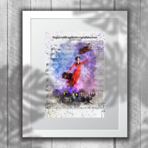 Mary Poppins Musical Poster – Watercolor Wall Art Print