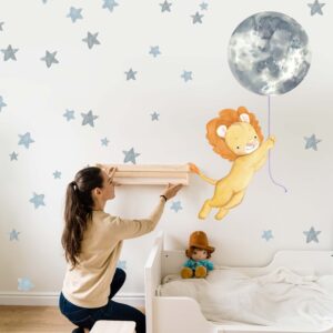 Lion Wall Decal with Moon & Stars | Nursery Animal Decor
