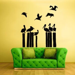 pelicans ocean house vacation decoration wall decal on white wall