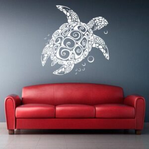 sea turtle ocean bathroom decoration wall decal on white wall