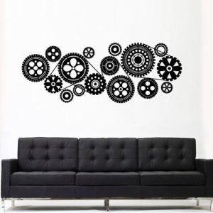 steampunk gear cogs wall decal on white wall