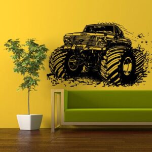 monster truck car backdrop decoration birthday wall decal on white wall