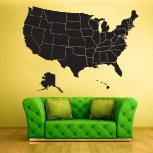 usa map united states wall decal on white wall