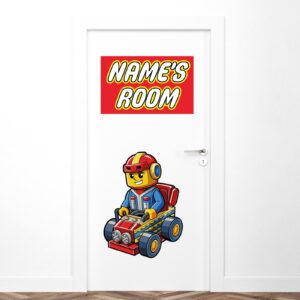 building blocks bricks personalized wall decal on white wall